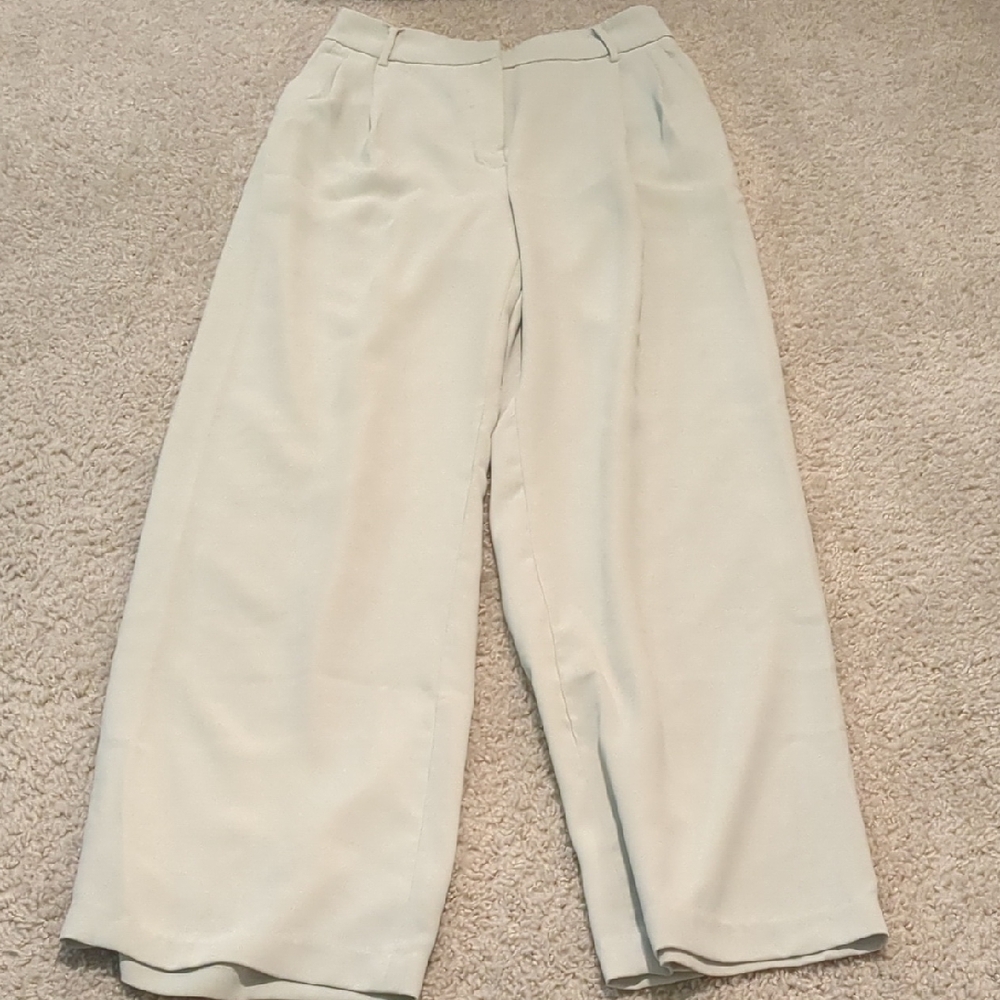 Elegant Cream Wide-Leg Women's Pants